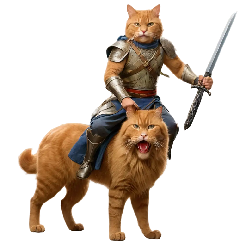 PNG-Image-Warrior-Brandishing-Sword-Riding-a-Giant-Cat