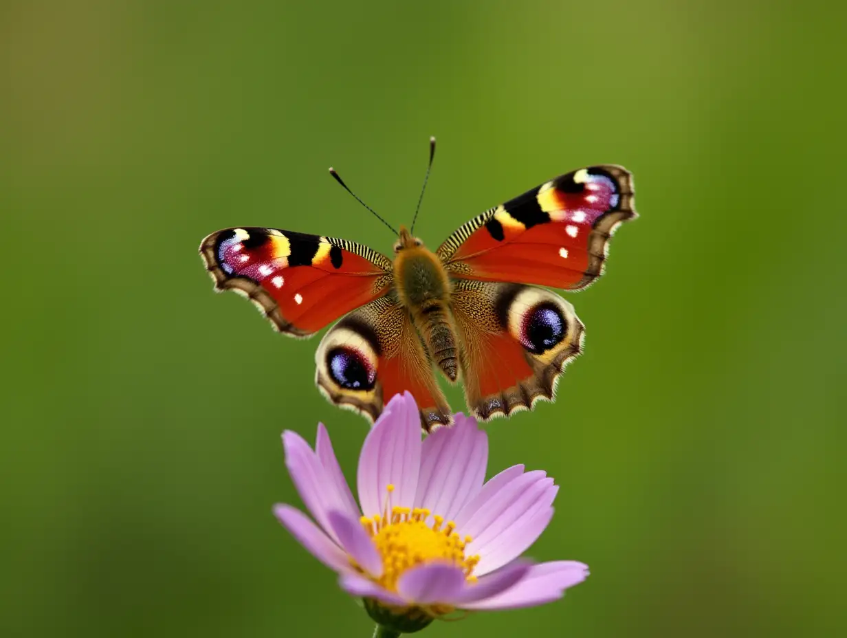 Butterfly posing on a flower with open wings