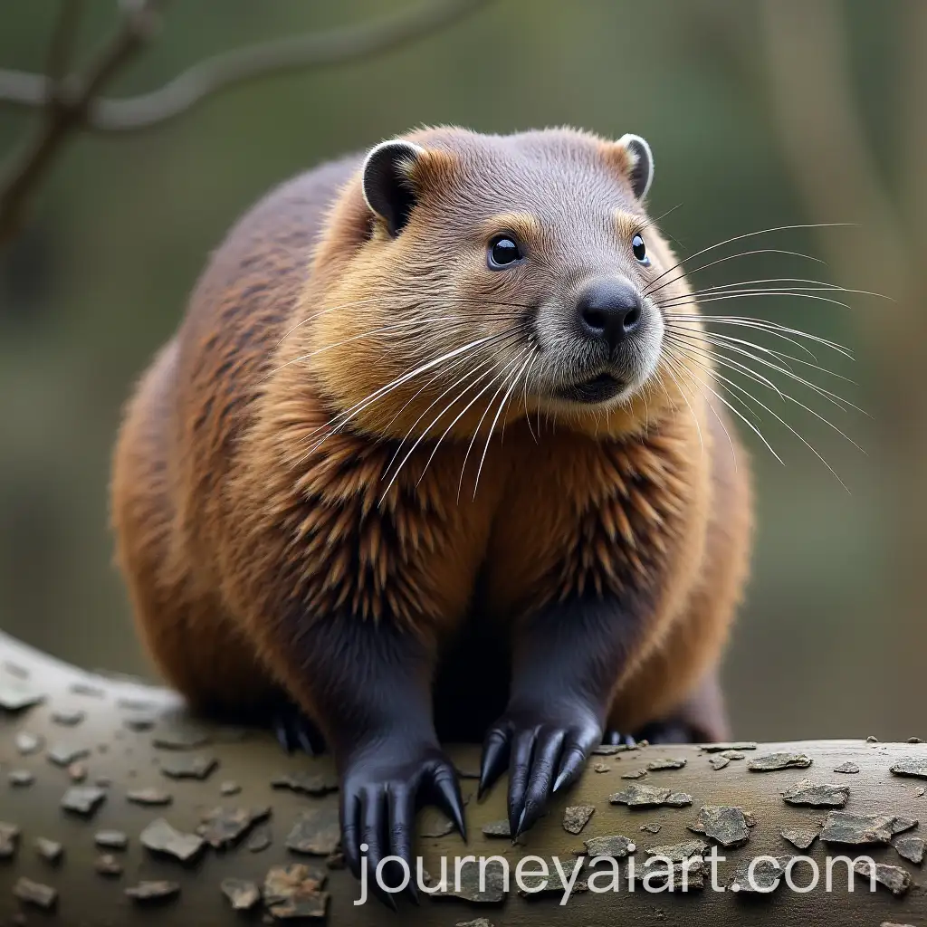 Detailed-Illustration-of-a-Russian-Beaver-in-Its-Natural-Habitat