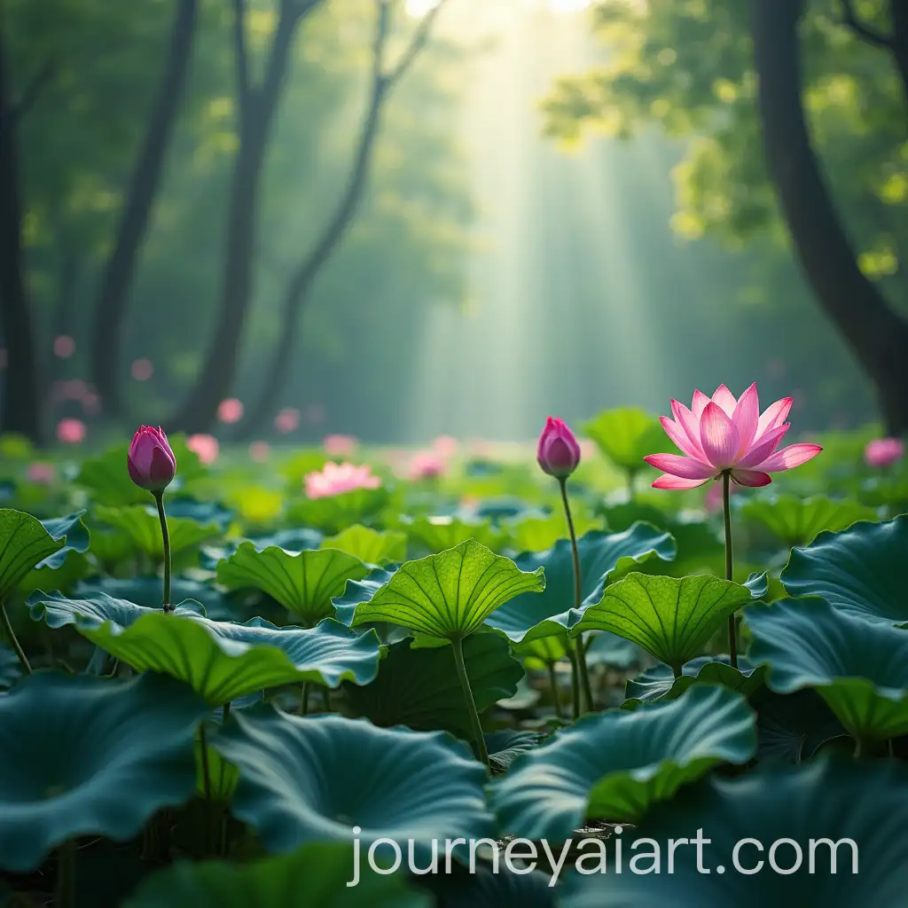 Serene-Lotus-Pond-with-Blossoming-Flowers-in-Tranquil-Setting