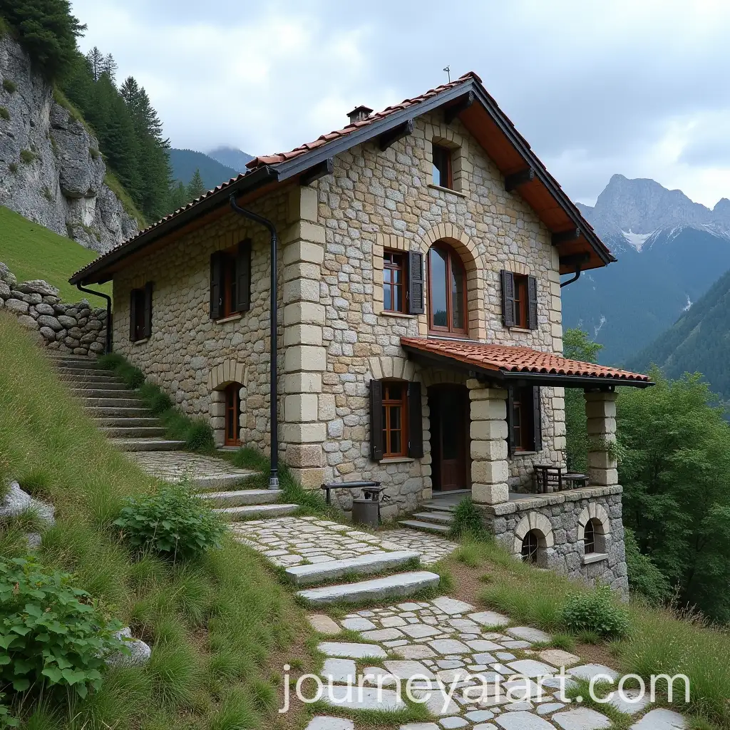 Stone-House-in-the-Italian-Mountains-with-Uniformly-Sized-Stones