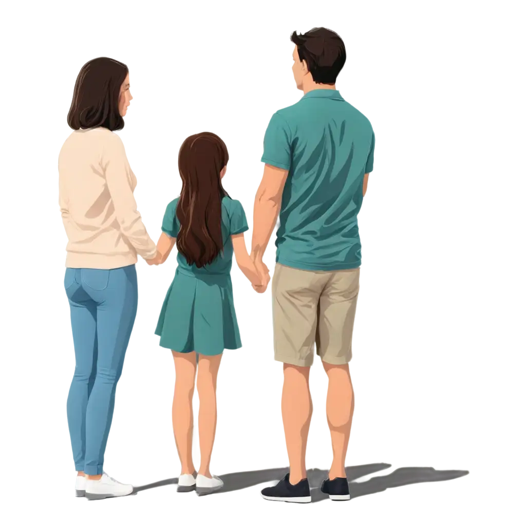 Cartoonish-Family-PNG-Image-Father-Mother-and-Daughter-Standing-Back-View