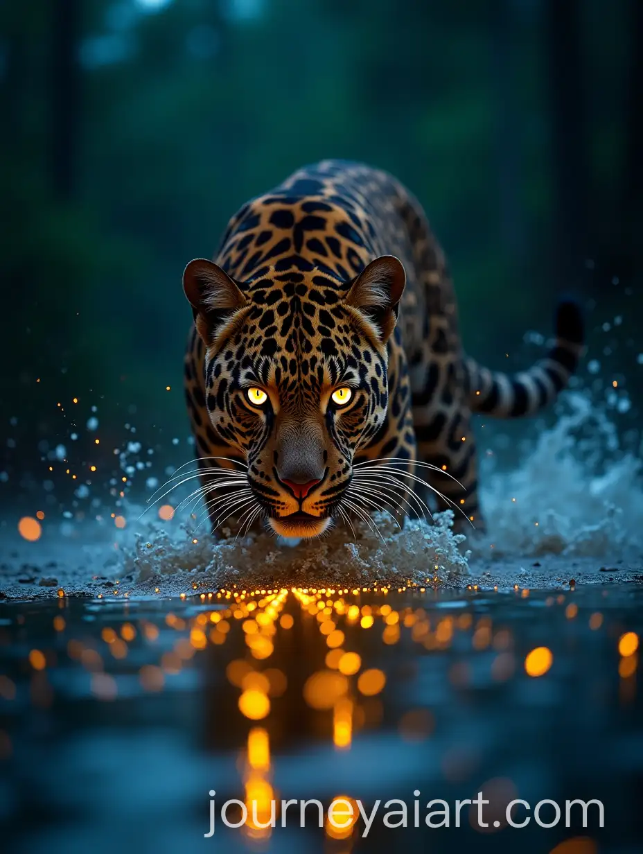 Jaguar-Hunting-at-Twilight-in-a-Vibrant-Jungle-Lake