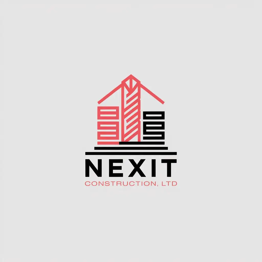 LOGO Design for Nexit Construction Ltd Red and Black Minimalistic Vector for the Construction Industry