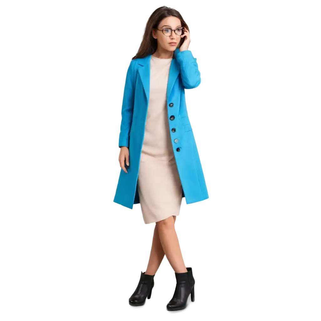 Blue-KneeLength-Womens-Coat-PNG-HighQuality-Transparent-Image-for-Versatile-Use