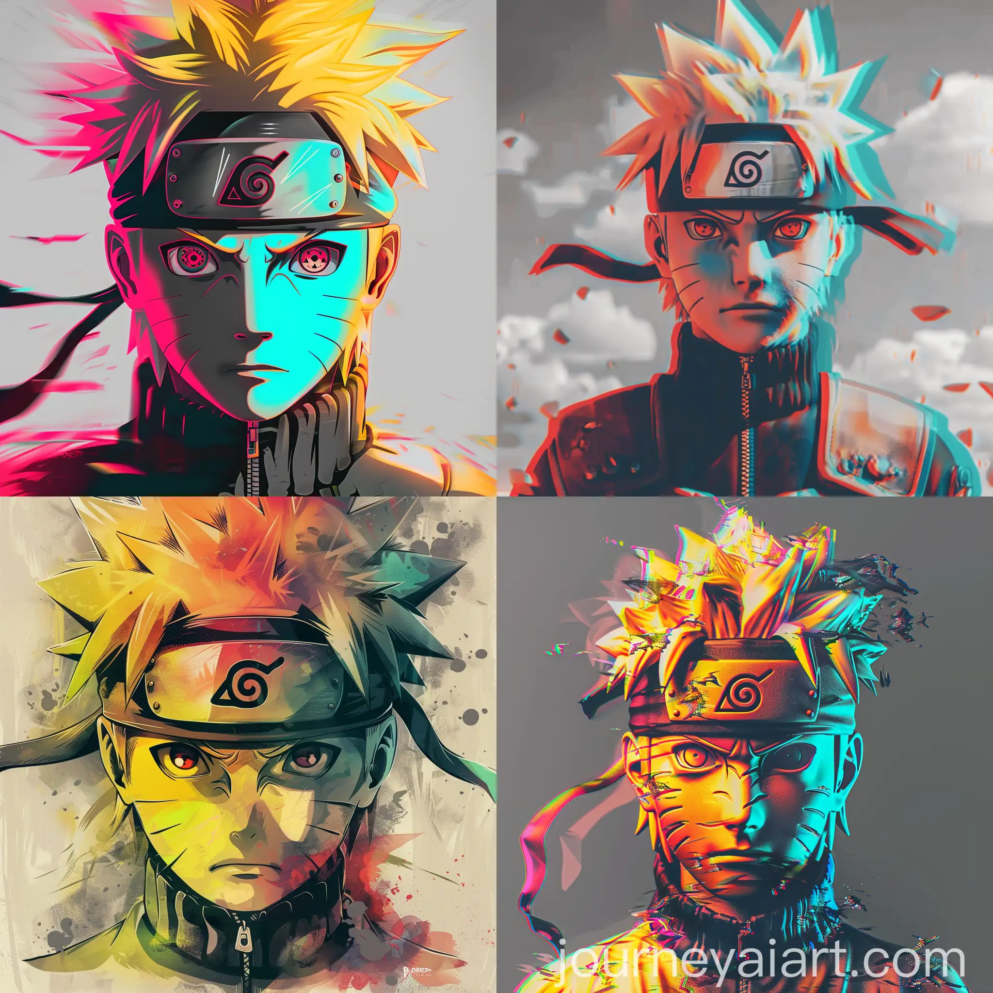 Naruto-Inspired-Artwork-with-Vibrant-Rainbow-Colors-and-Yellow-Filter