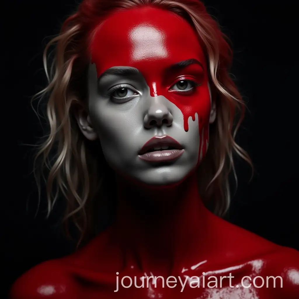Young-Woman-with-Grayscale-and-Red-Liquid-Abstract-Portrait
