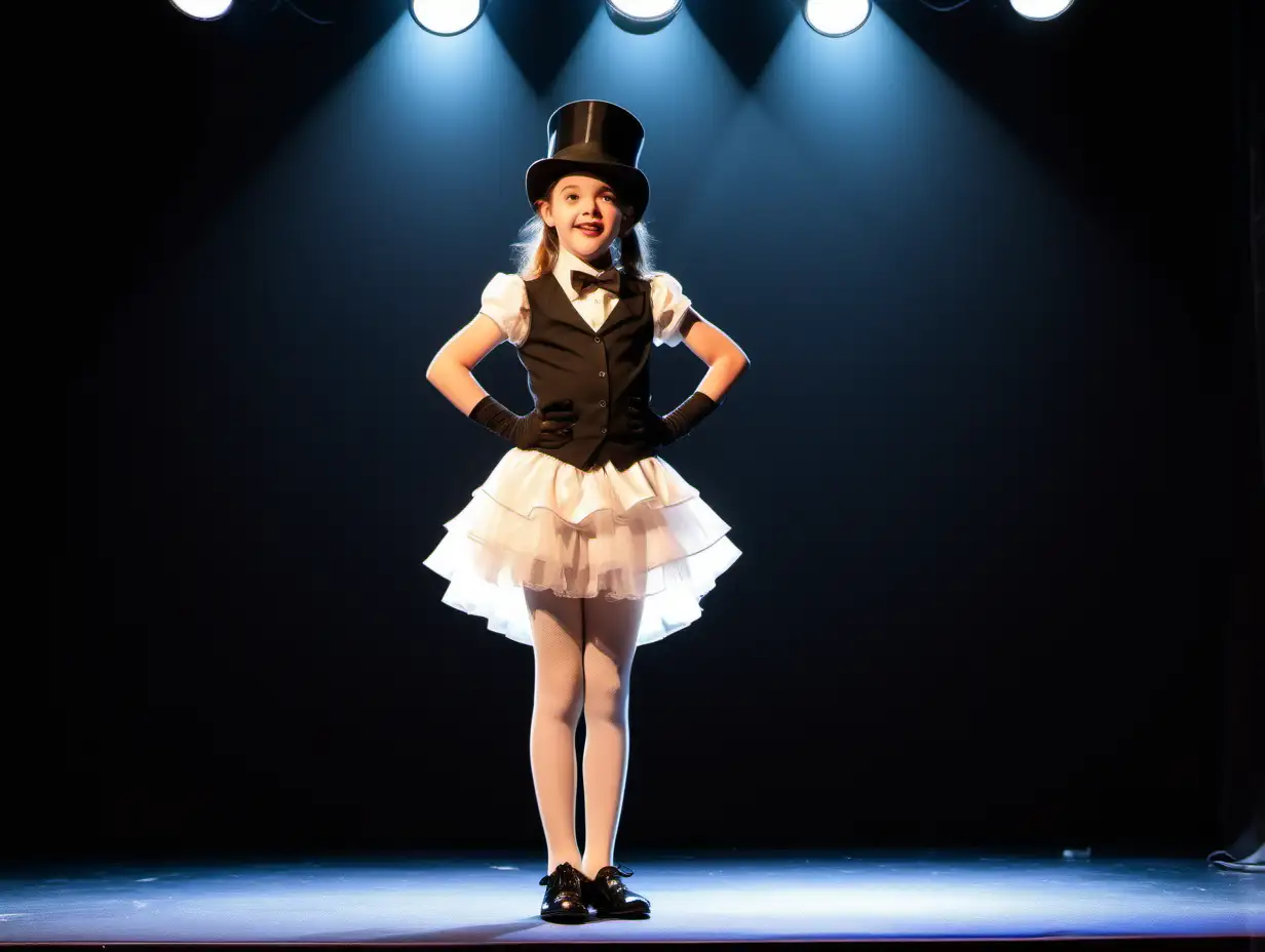 Юная девушка, ученица шестого класса, выступает в образе комика-натуриста. Она одета в элегантные чулки, перчатки, шляпу-цилиндр и туфли. На сцене, под светом софитов, она рассказывает шутки, демонстрируя своё прекрасное тело.