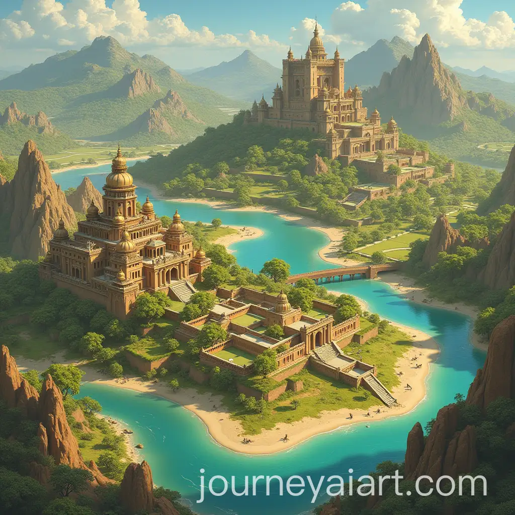 Fantasy-Map-of-Aryadesh-and-Vedanpur-with-Palaces-and-Landscapes