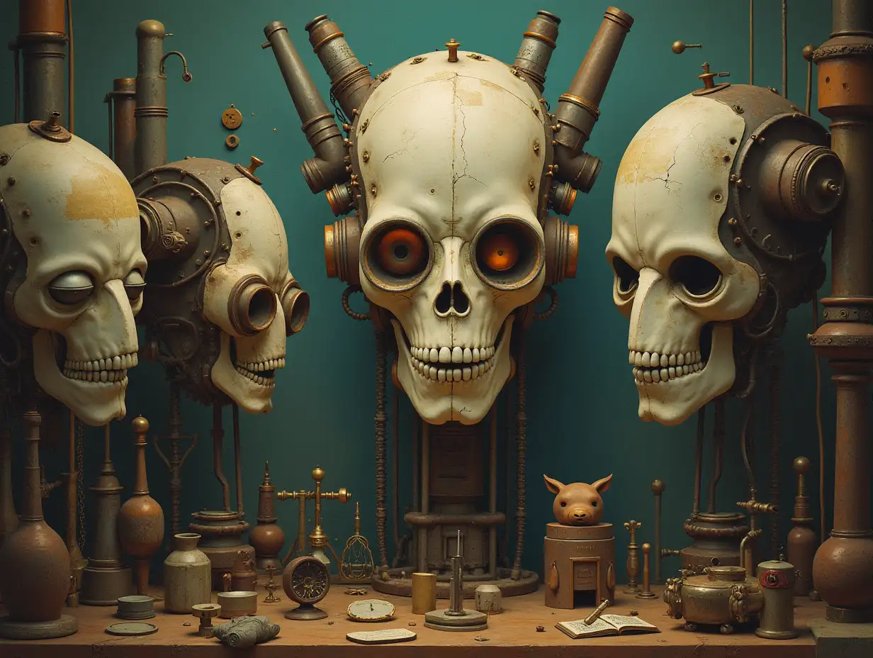 Surrealist questions for the artificial unconscious of Steampunk