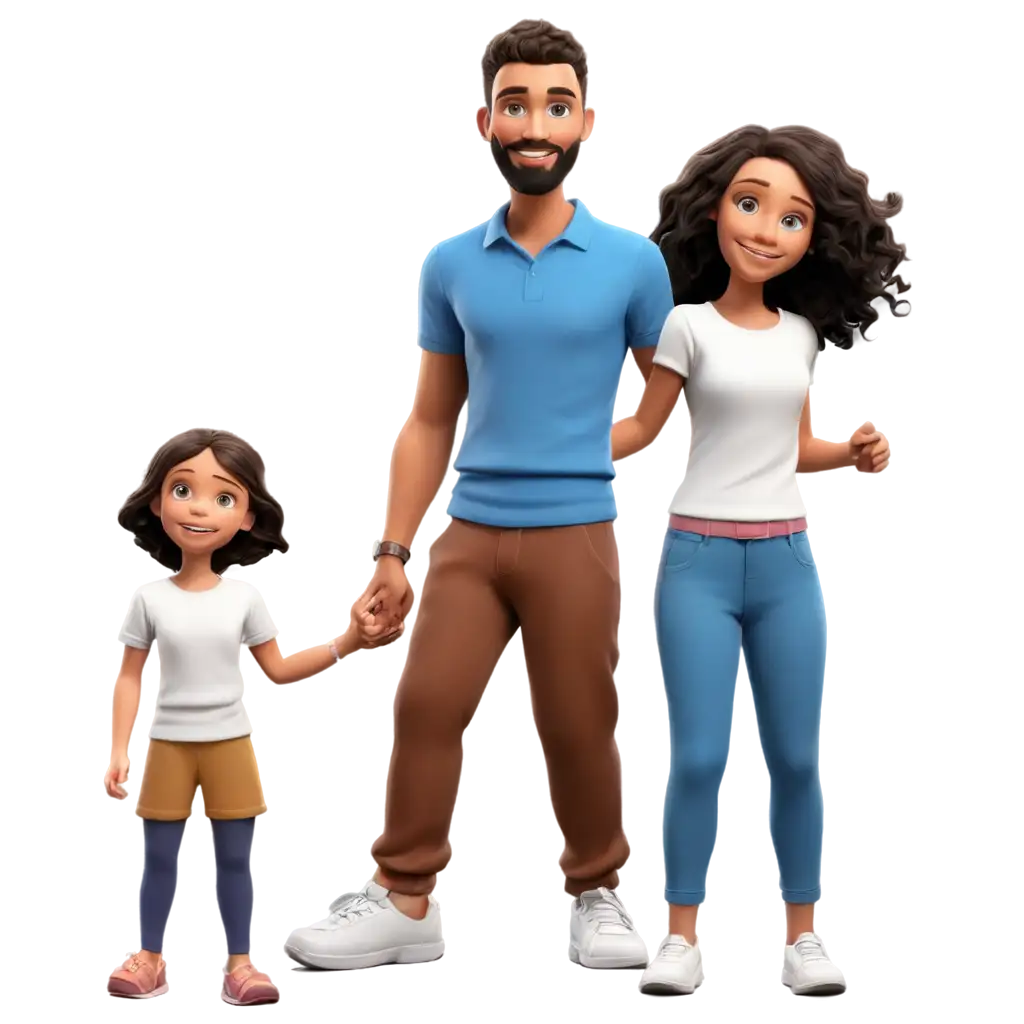 3D-Family-with-Kids-in-Blue-Shirts-PNG-HighQuality-Transparent-Image-for-Versatile-Digital-Applications