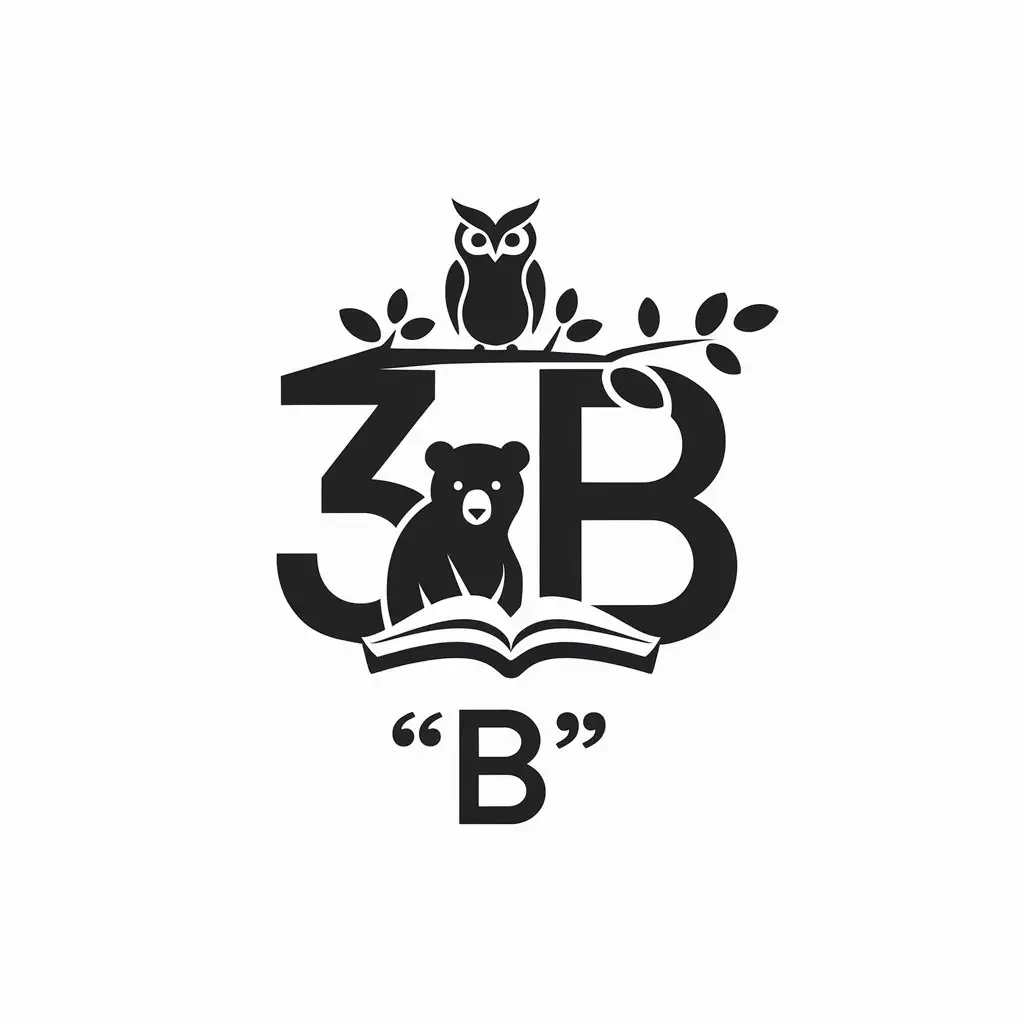 LOGO-Design-for-3-B-Minimalistic-Vector-Logo-with-Bear-Owl-and-Book-Theme-for-the-Education-Industry