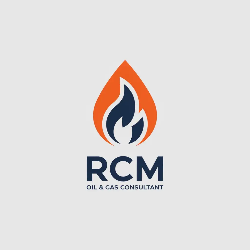 LOGO Design For RCM LLC Oil Gas Consultant Oil Drop Symbol in Orange and Navy