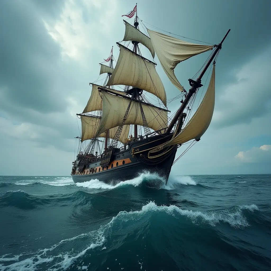 CloseUp-of-an-Old-Pirate-Ship-Battling-the-Stormy-Sea