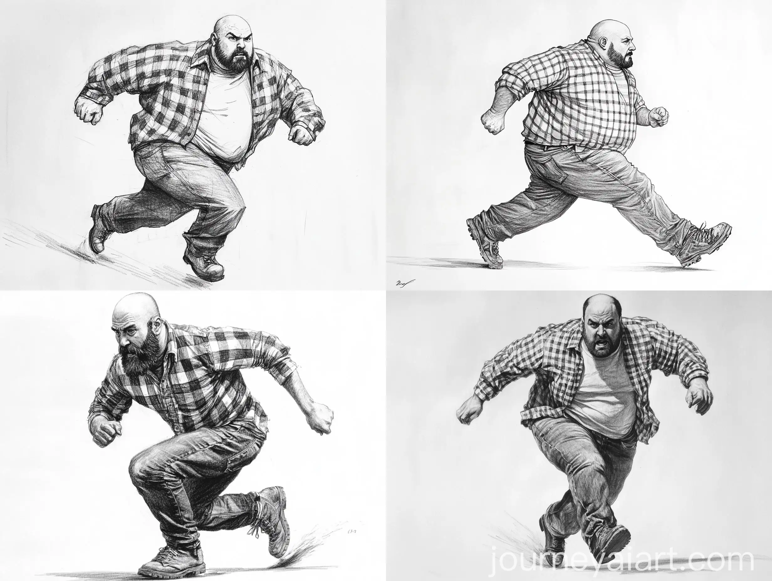 Fast-Running-Man-in-Oversized-Lumberjack-Shirt-in-White-World