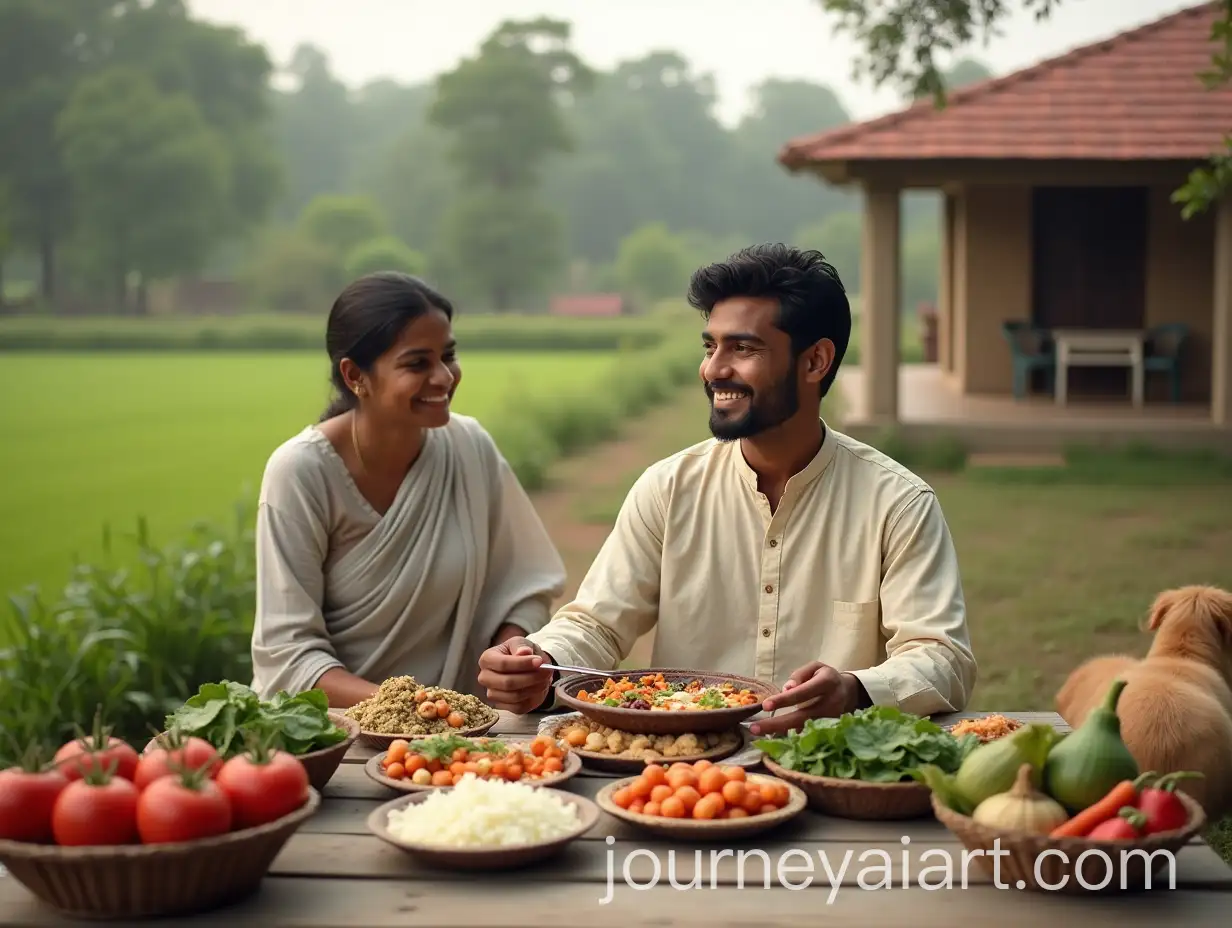 Young-Indian-Man-Enjoying-Homemade-Meal-at-Mehek-Farm-in-Rural-India