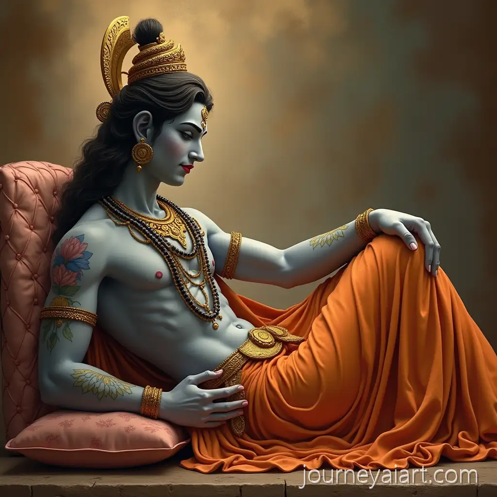 Elegant-Vishnu-Reclining-with-Goddess-Lakshmi-Massaging-His-Legs-in-Divine-Setting