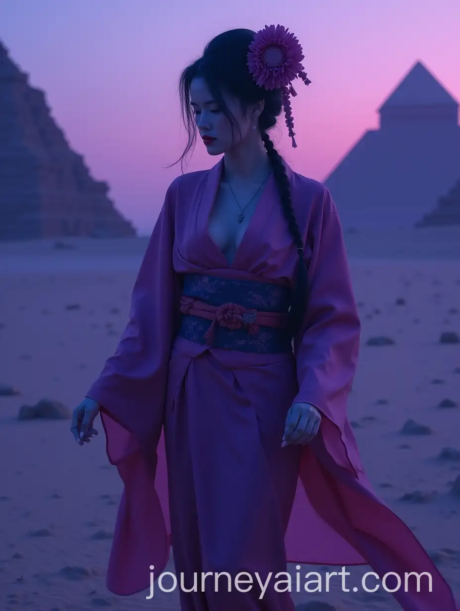 Spectral-Geisha-in-a-Desert-with-Crumbling-Pyramids