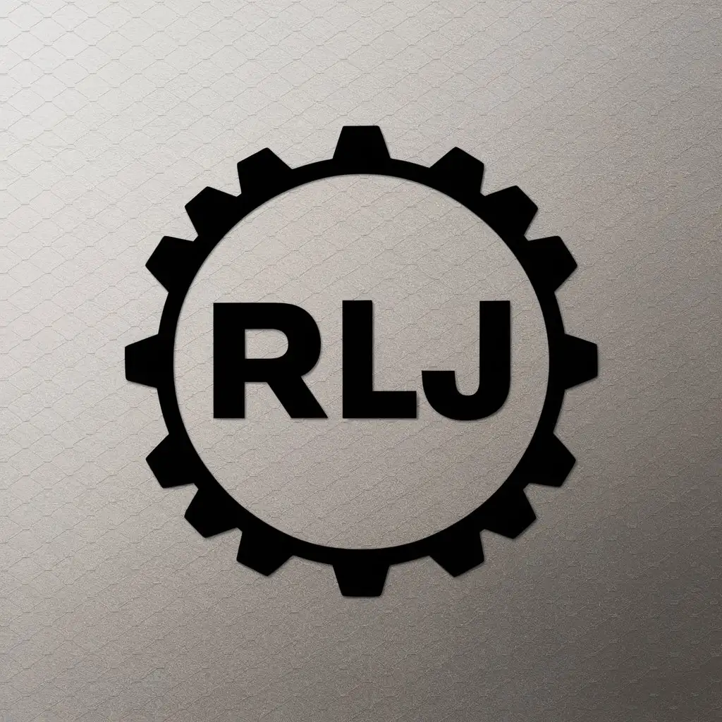 a vector logo design,with the text "RLJ", main symbol:gear mold,Moderate,be used in Technology industry,clear background