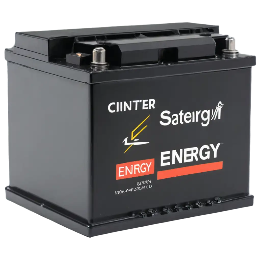 A car battery with only energy bolt sign at center.