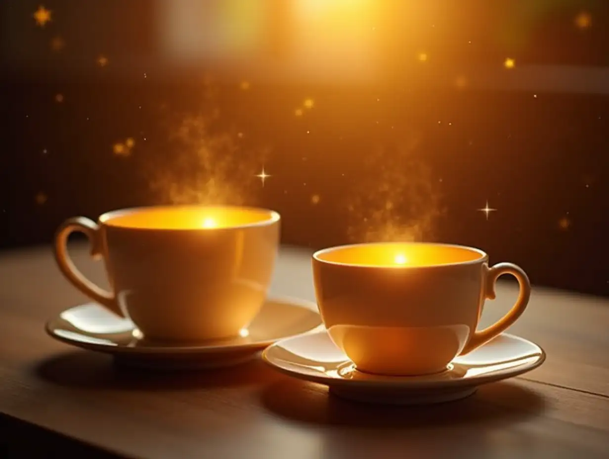 Glowing-Parent-and-Child-Teacups-on-Cozy-Table-with-Warm-Sparkles