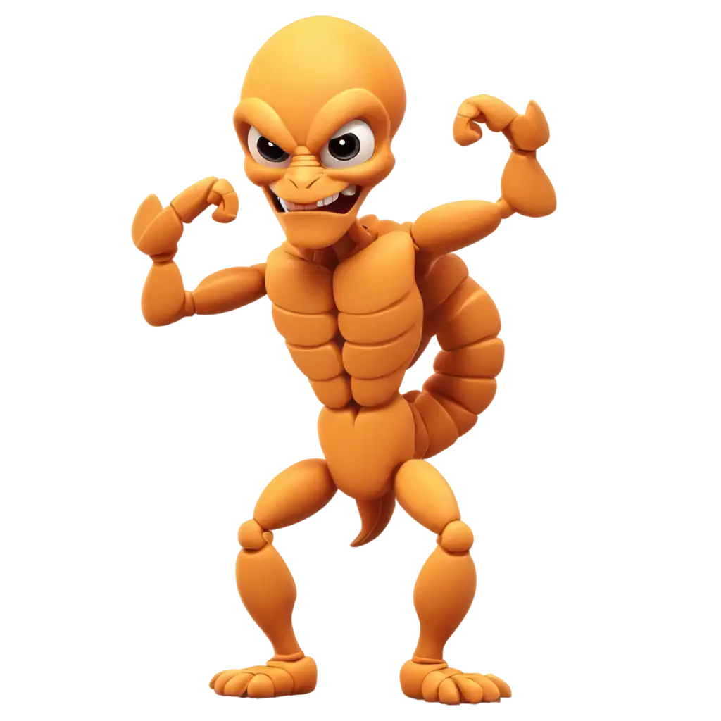 Cartoon-Scorpion-Flexing-Muscles-PNG-Image-Powerful-and-Playful-Character-Illustration