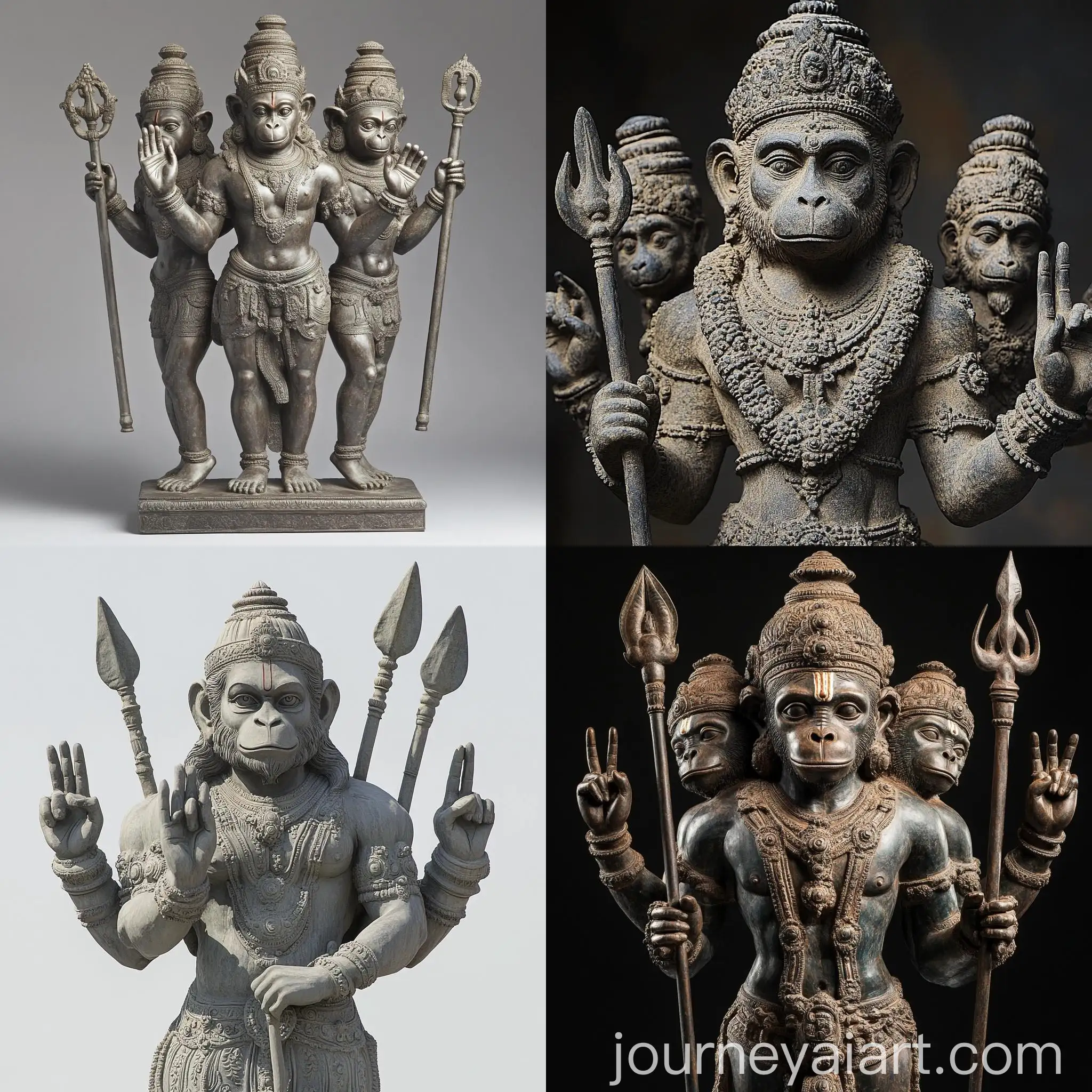 Hindu-Monkey-God-Statue-with-Six-Arms-and-Spear