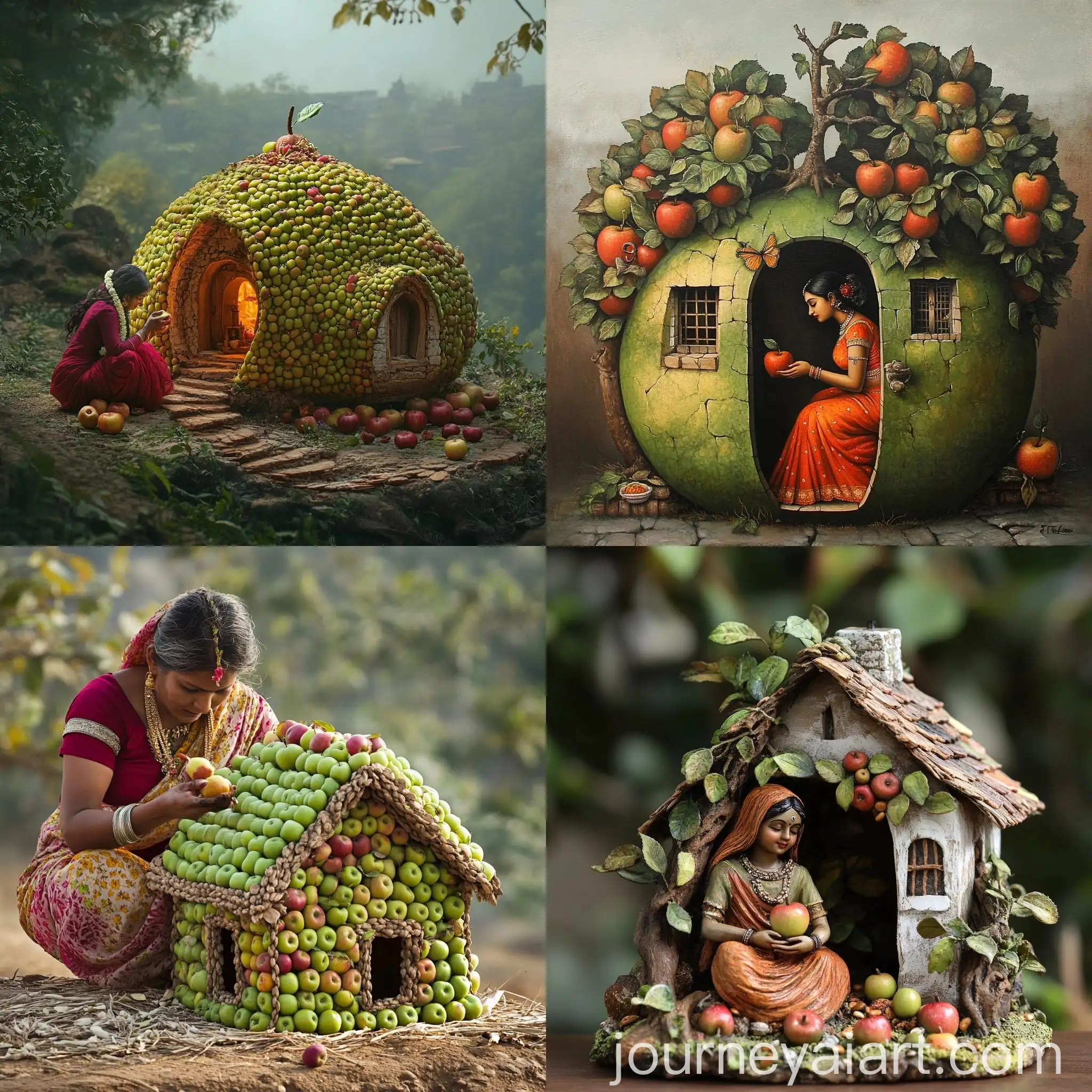 Indian-Woman-Crafting-Apple-House