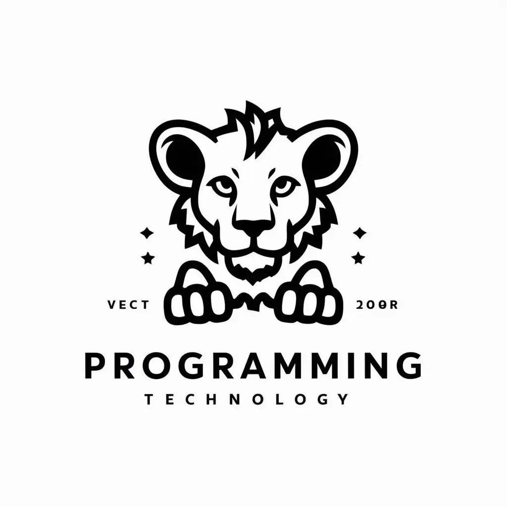 a vector logo design,with the text "programming code", main symbol:lion cub,Moderate,be used in Technology industry,clear background