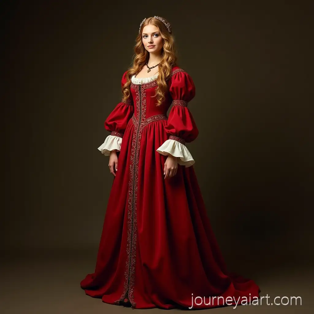 14th-Century-Italian-Renaissance-Lady-in-Red-Dress-with-Golden-Hair14th-century-Italian-lady