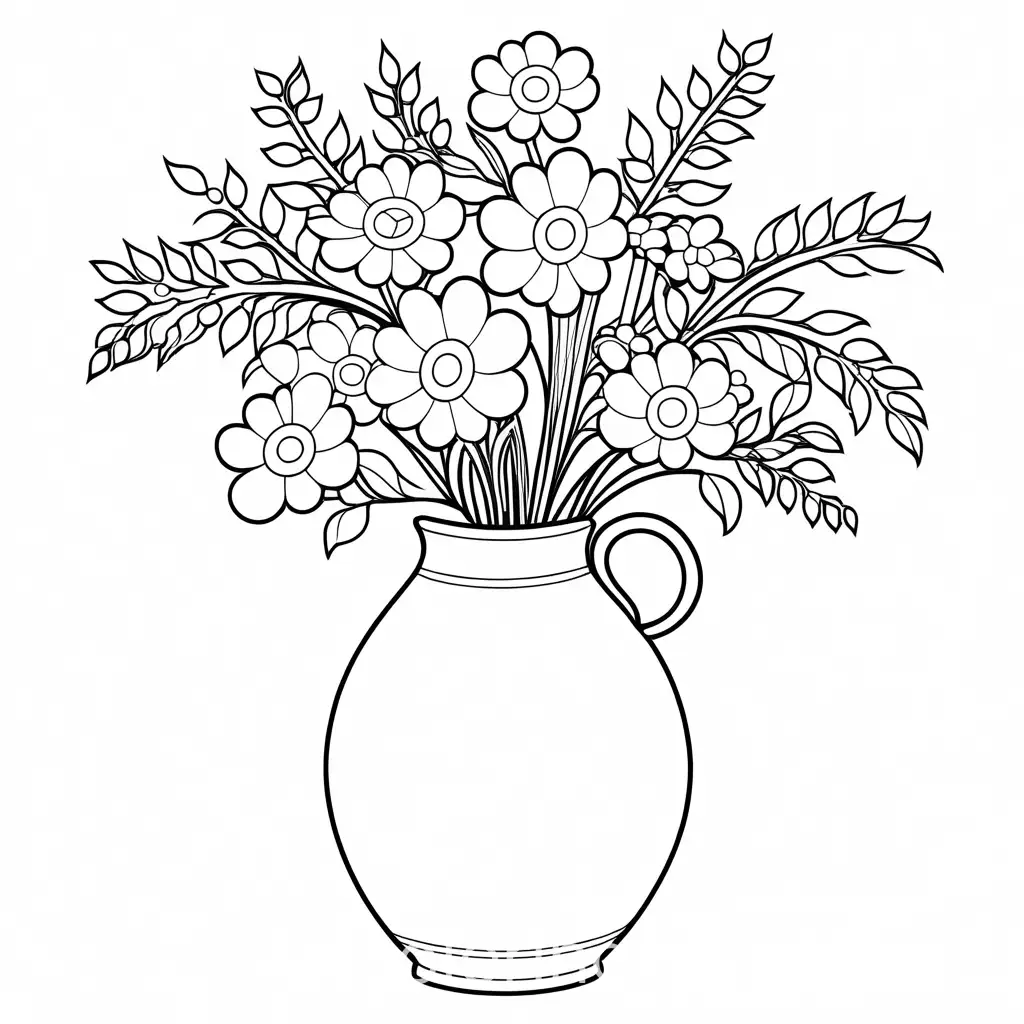 Simple-Vase-Coloring-Page-for-Toddlers-with-EasytoFollow-Line-Art