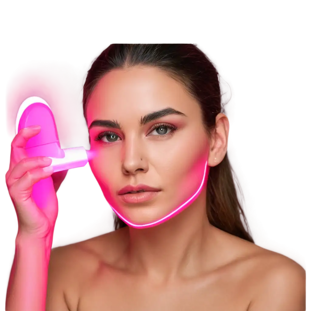 High-Resolution-Female-Face-PNG-with-Skin-Cleaning-and-Neon-Pink-Lighting-Perfect-for-Black-Friday-Themes