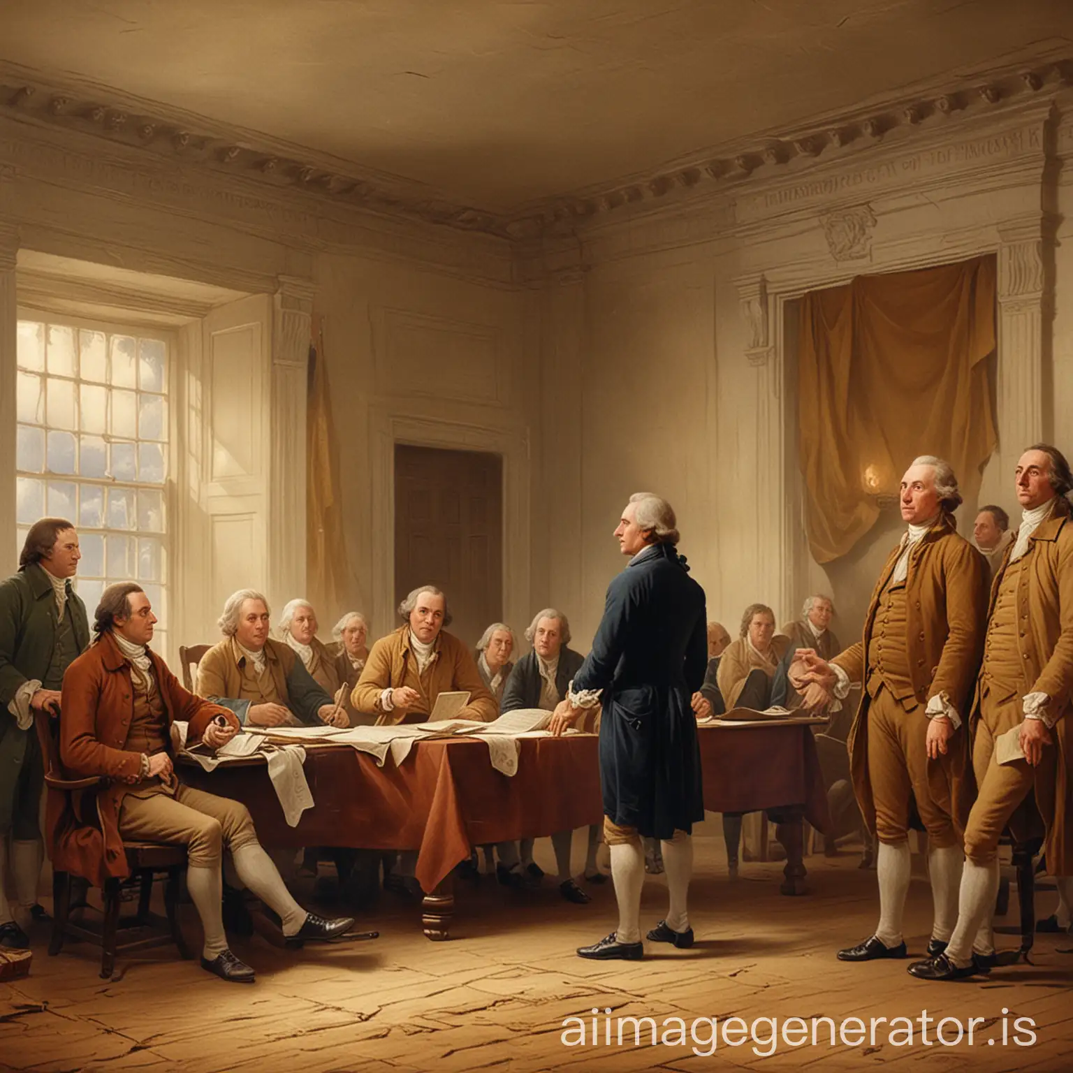 images of the American Declaration of Independence historical event in the Modern Era of the Age of Revolutions era