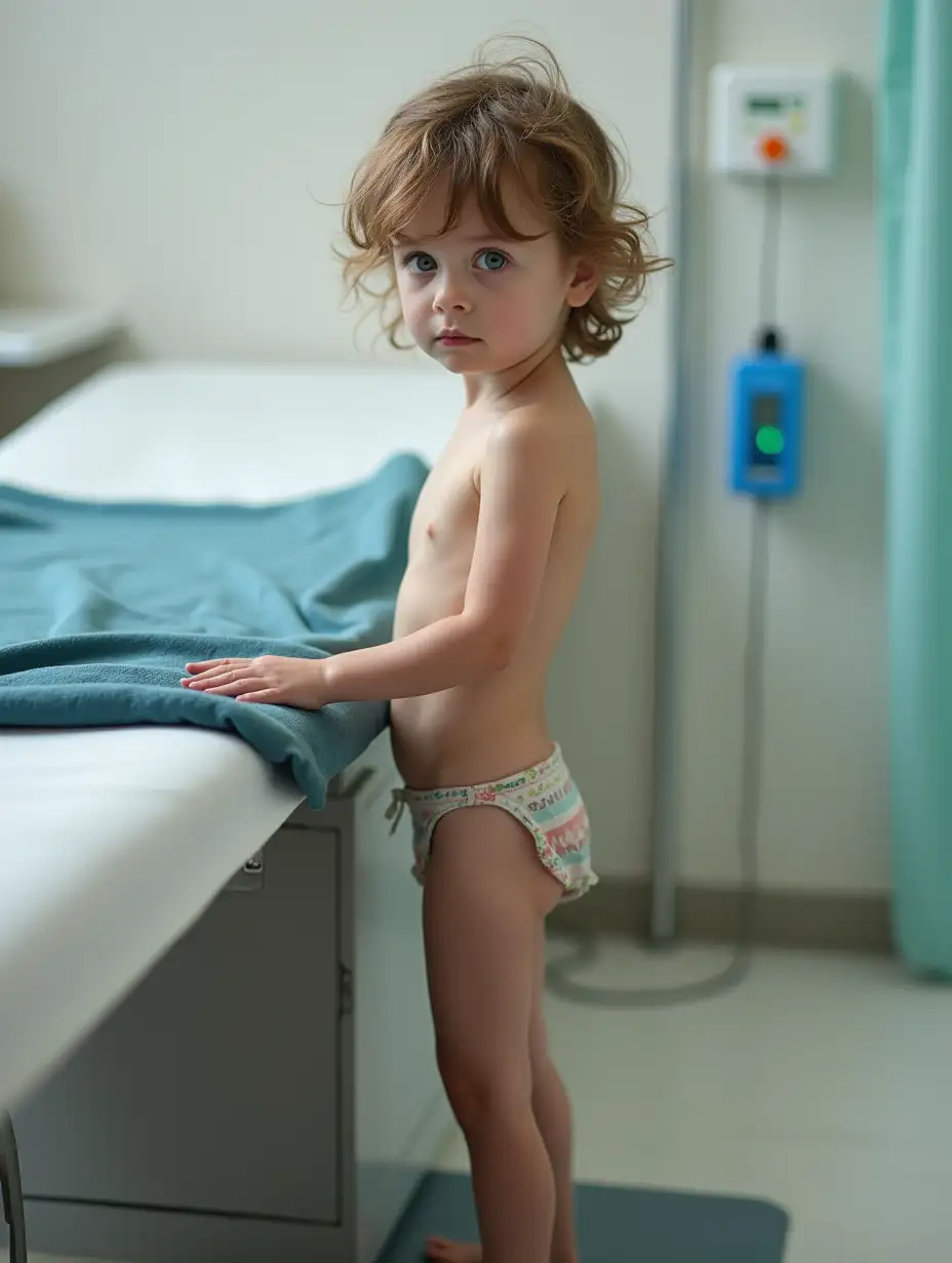 Nervous-Little-Girl-Waiting-for-Doctors-Examination-in-Clinic