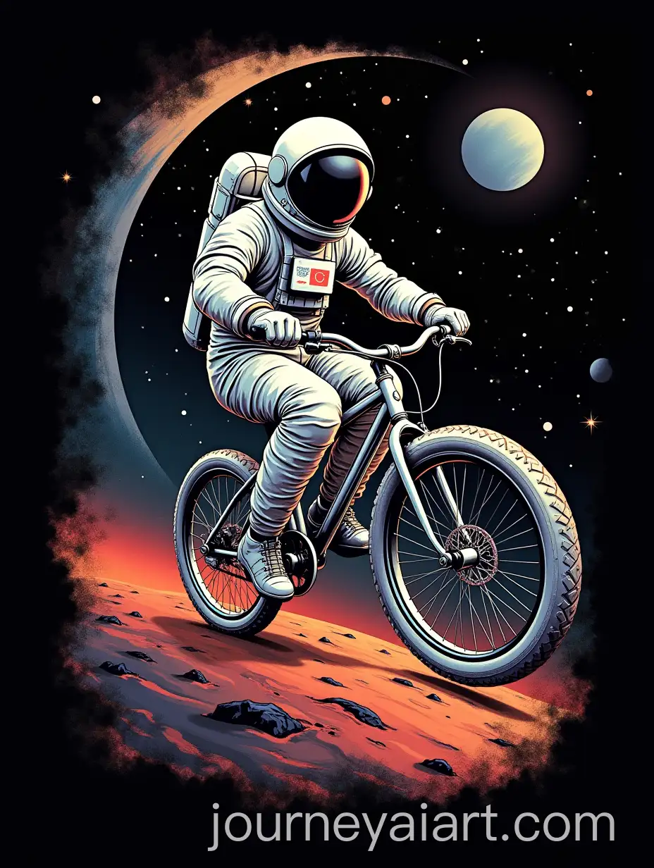 Astronaut-Riding-Bicycle-on-Planet-in-Visual-Screen-Tone-Blending-Fade-Aesthetics