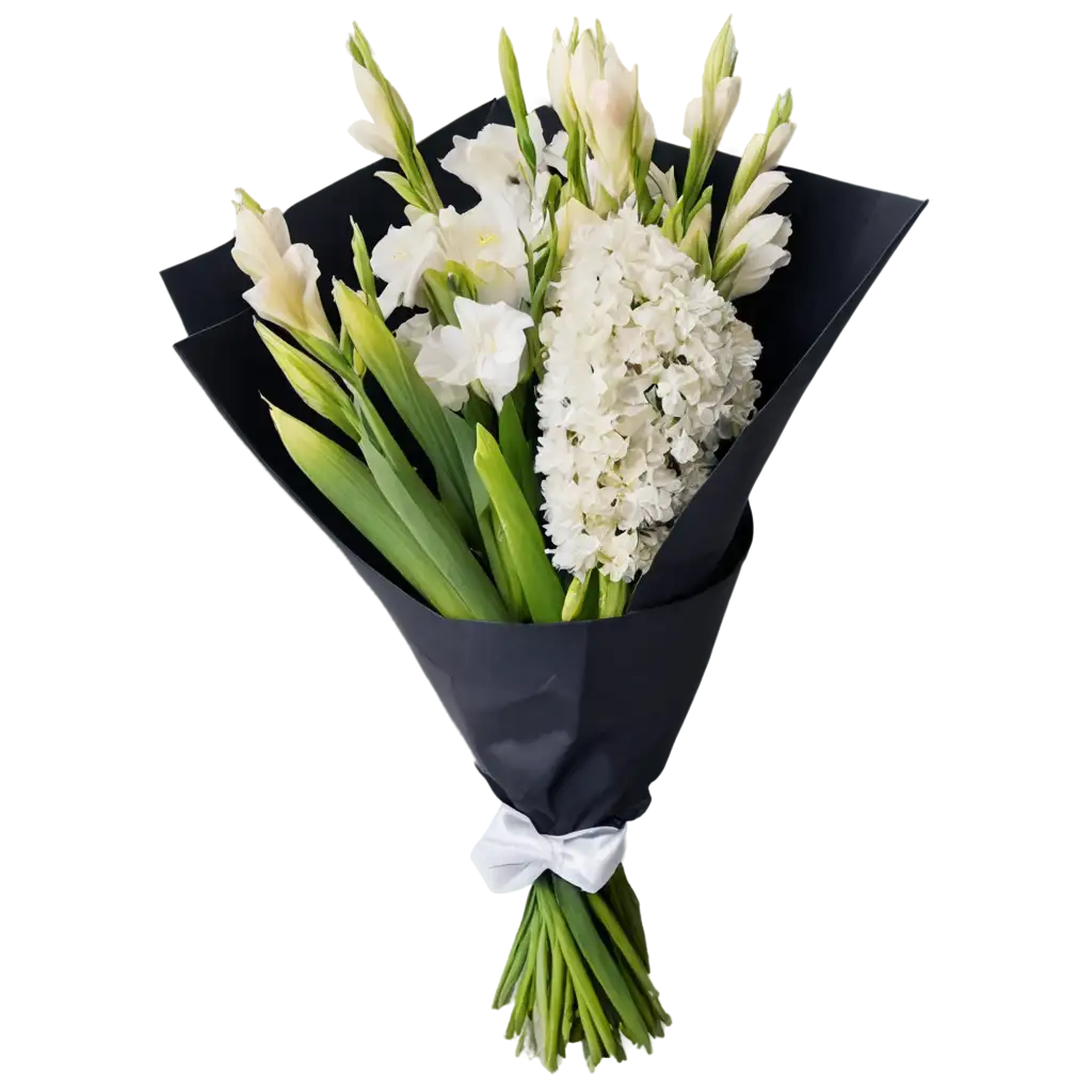 Beautiful-Gladiolus-and-White-Flower-Bouquet-PNG-Image-HighQuality-Transparent-Background