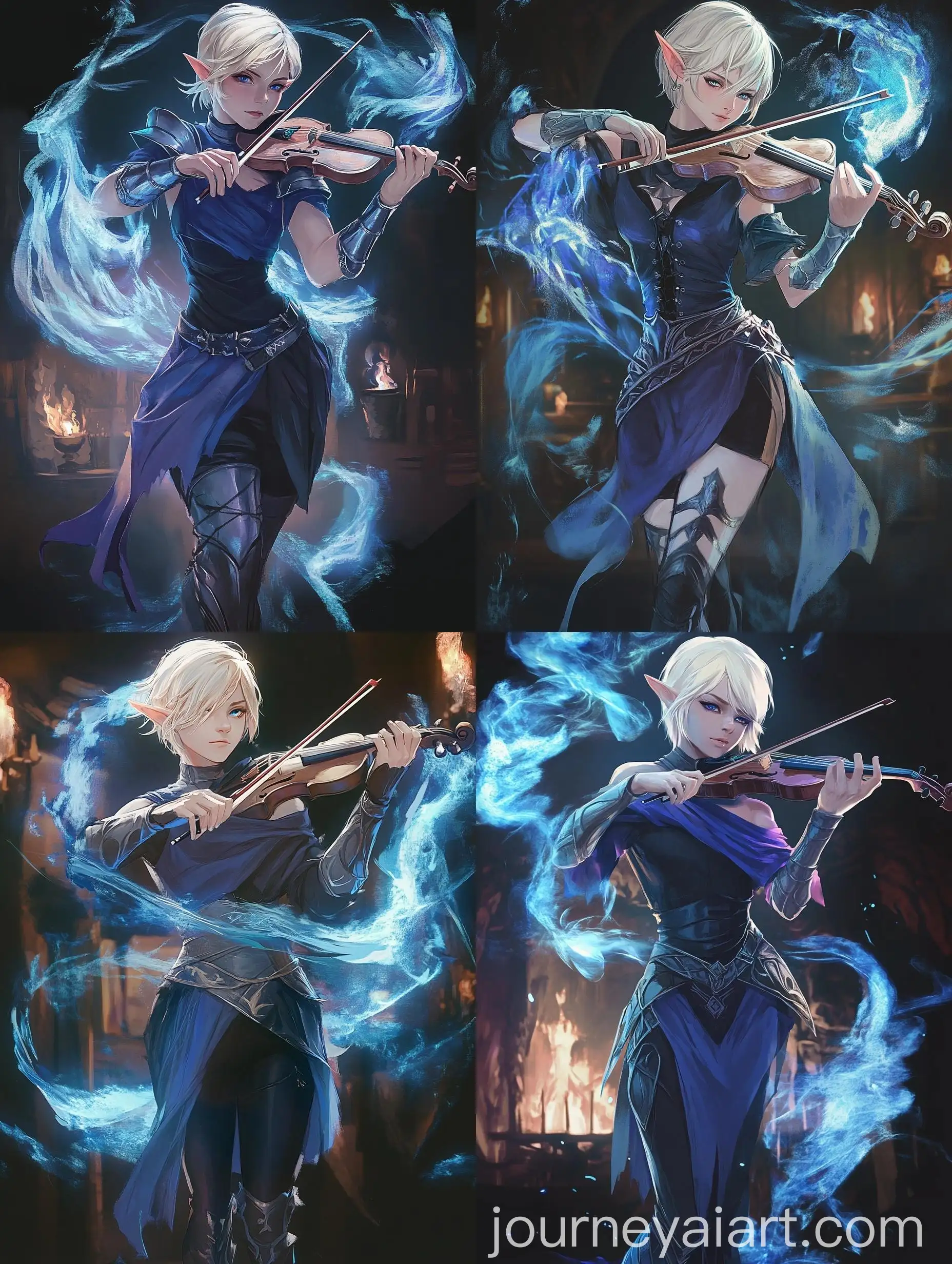 Elf-Girl-Playing-Violin-with-Magical-Blue-Mist-in-Tavern-Stage