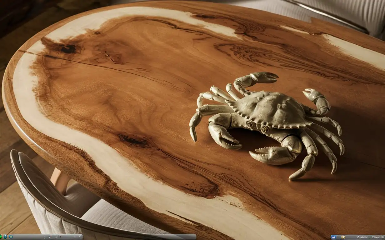 HighEnd-Wooden-Table-Setting-with-Large-Hairy-Crab