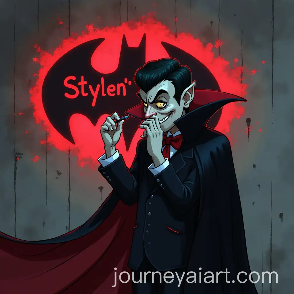 Animated-2D-Dracula-Graffiti-Art-Featuring-Batman-Logo-and-Stylent-Text