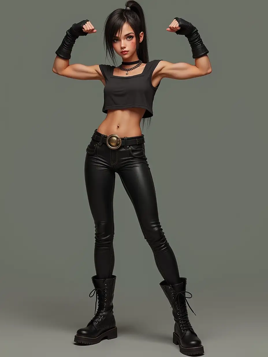 Confident-Punk-Girl-Posing-in-Leather-Pants-and-Combat-Boots-Showcasing-Strength