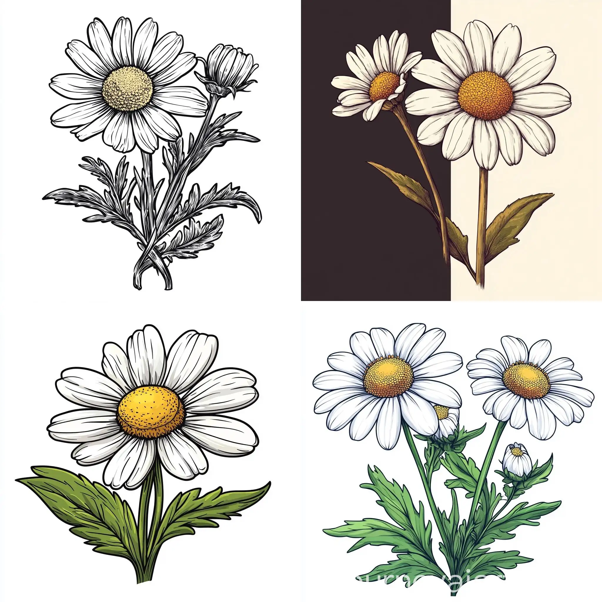 Fresh-Chamomile-Flower-in-One-Color-Vector-Art-Logo