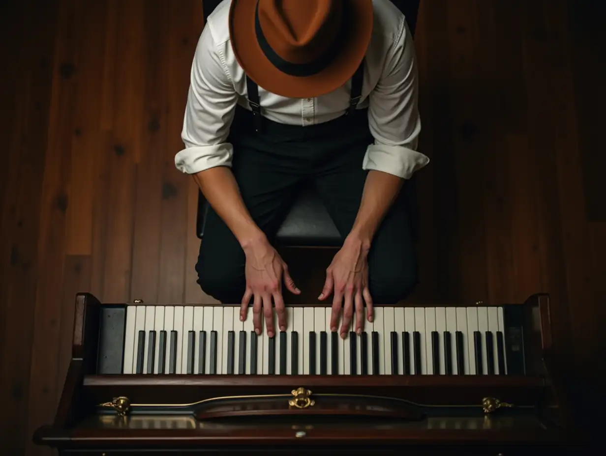 Vintage-TopDown-View-of-a-Man-Playing-the-Piano