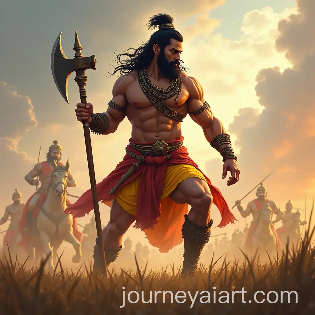 Lord-Parshuram-Wielding-Axe-in-Battlefield
