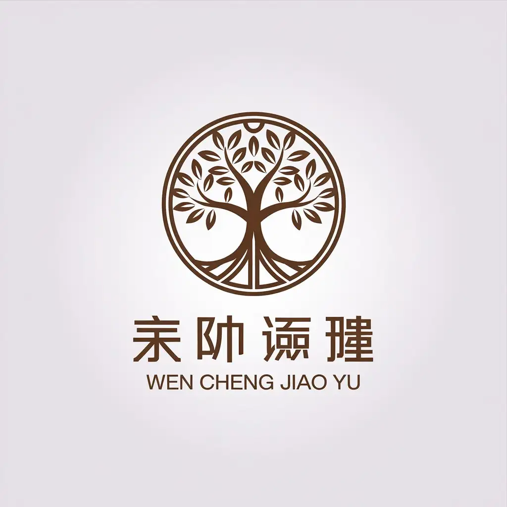 LOGO Design for Wen Cheng Jiao Yu Minimalistic Circular Symbol for Education Industry