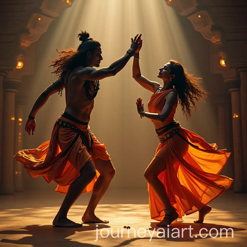 Shiva-and-Parvati-Performing-Divine-Dance-in-Celestial-Setting