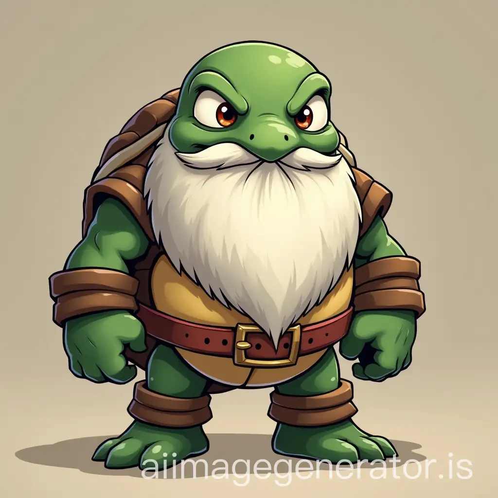 Cartoon-Turtle-Warrior-with-Long-White-Beard-in-Epic-Battle