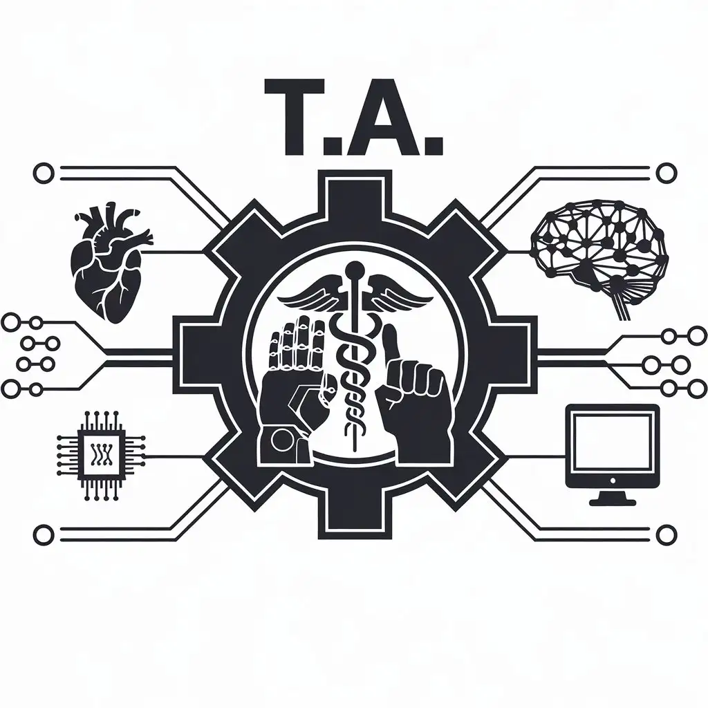 LOGO Design for TA Gear Heart Brain Robot Human Hand Symbolism for Technology Industry