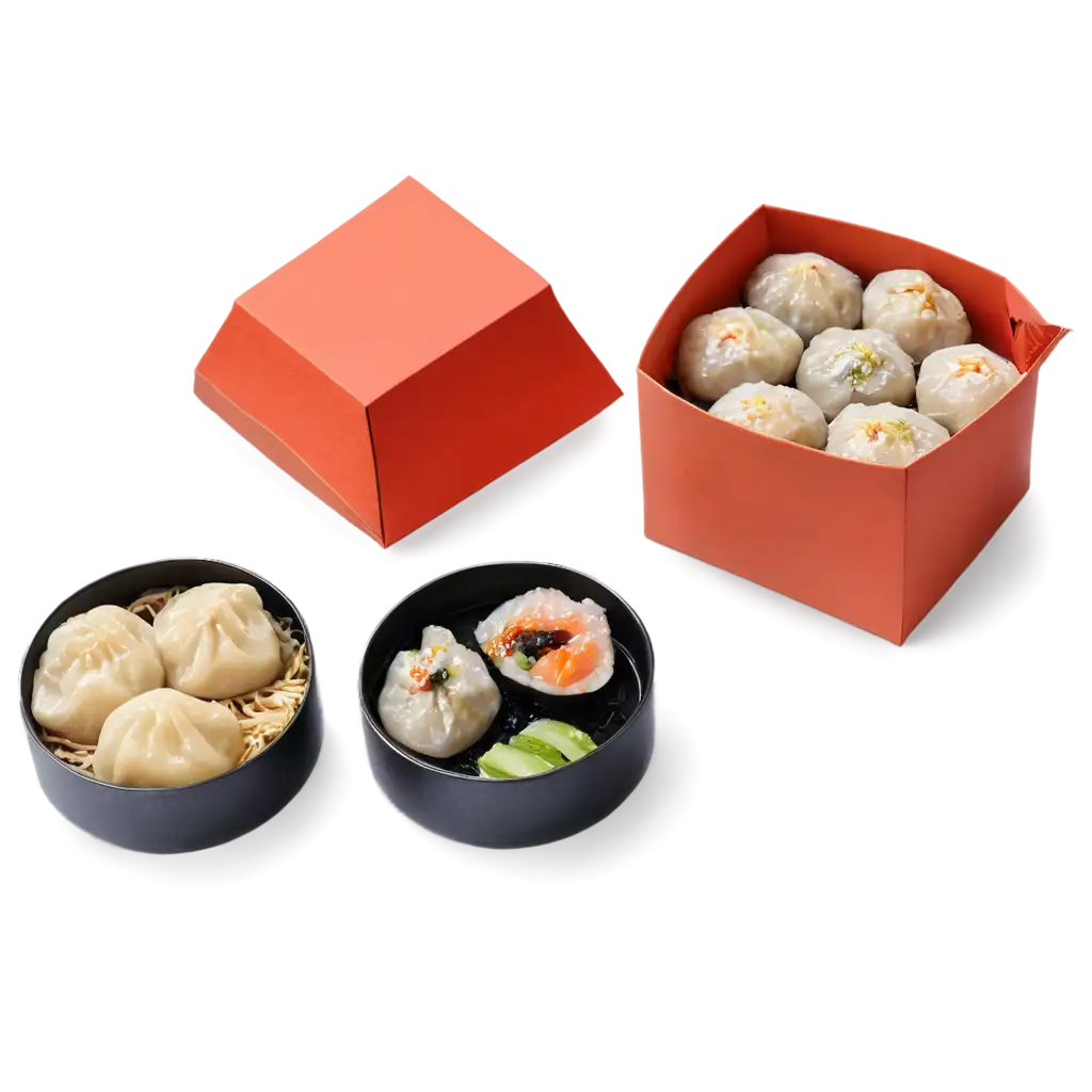 Bright-and-Colorful-PNG-Image-of-Asian-Snacks-Dumplings-Sushi-Noodles-in-Boxes-for-Culinary-Content