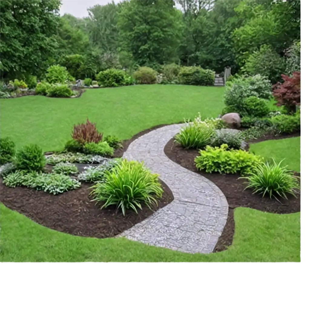 Front-Garden-with-Stone-Path-Garden-and-Fish-Pond-PNG-Image-for-Landscaping-Designs