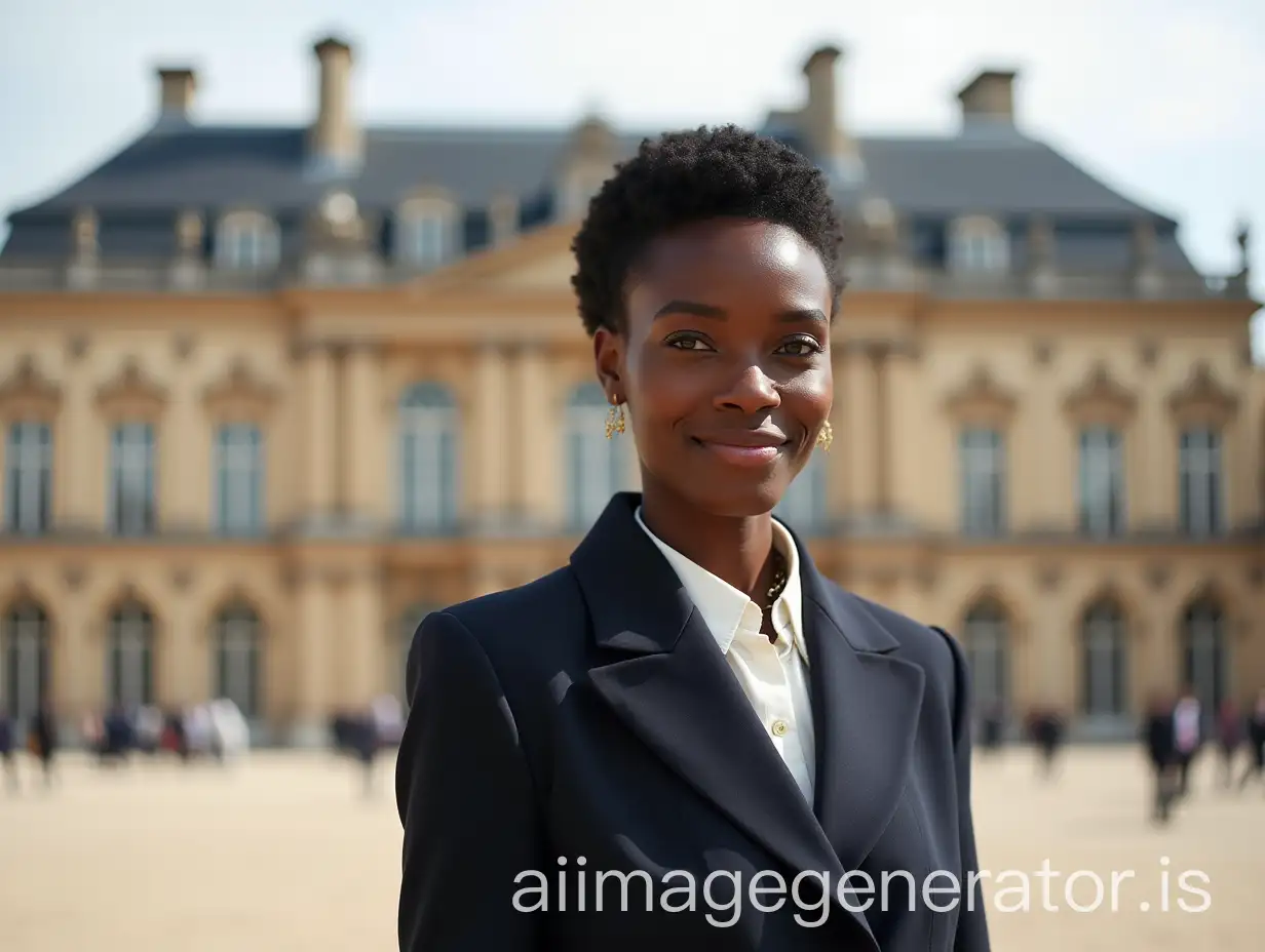 Black-Female-President-of-France-Standing-in-Front-of-the-Palais-de-llyse